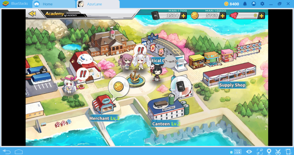 Здания и квесты в Azur Lane