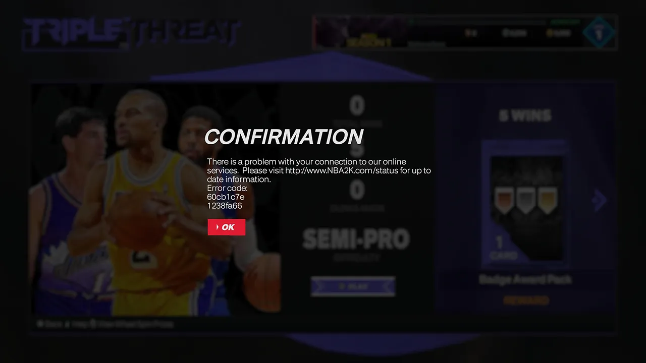 Как исправить ошибку MyTEAM 60cb1c7e в NBA 2k24