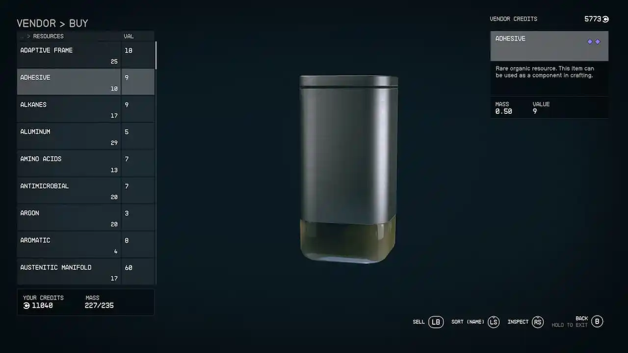 Где взять клей в Starfield