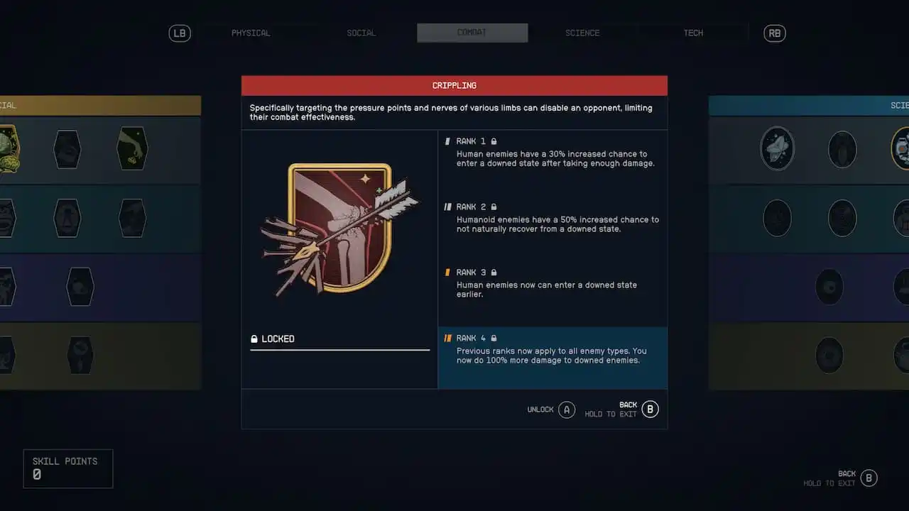 Руководство по прокачке Starfield Crippling |  Как довести врагов до состояния кровотечения