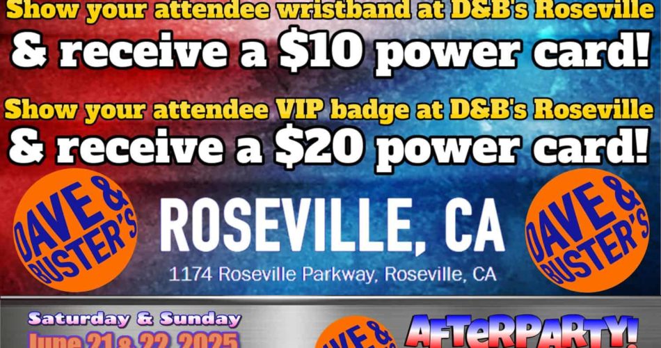 Fire & Ice RGX 2025 Afterparty в Dave & Busters Roseville происходит 21 июня и 22 июня
